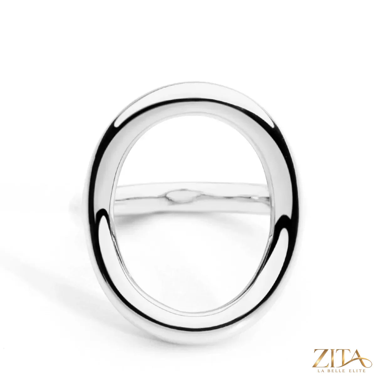 18K gold-plated copper round ring by Zita La Belle Elite, featuring a smooth, polished finish and elegant circular design.