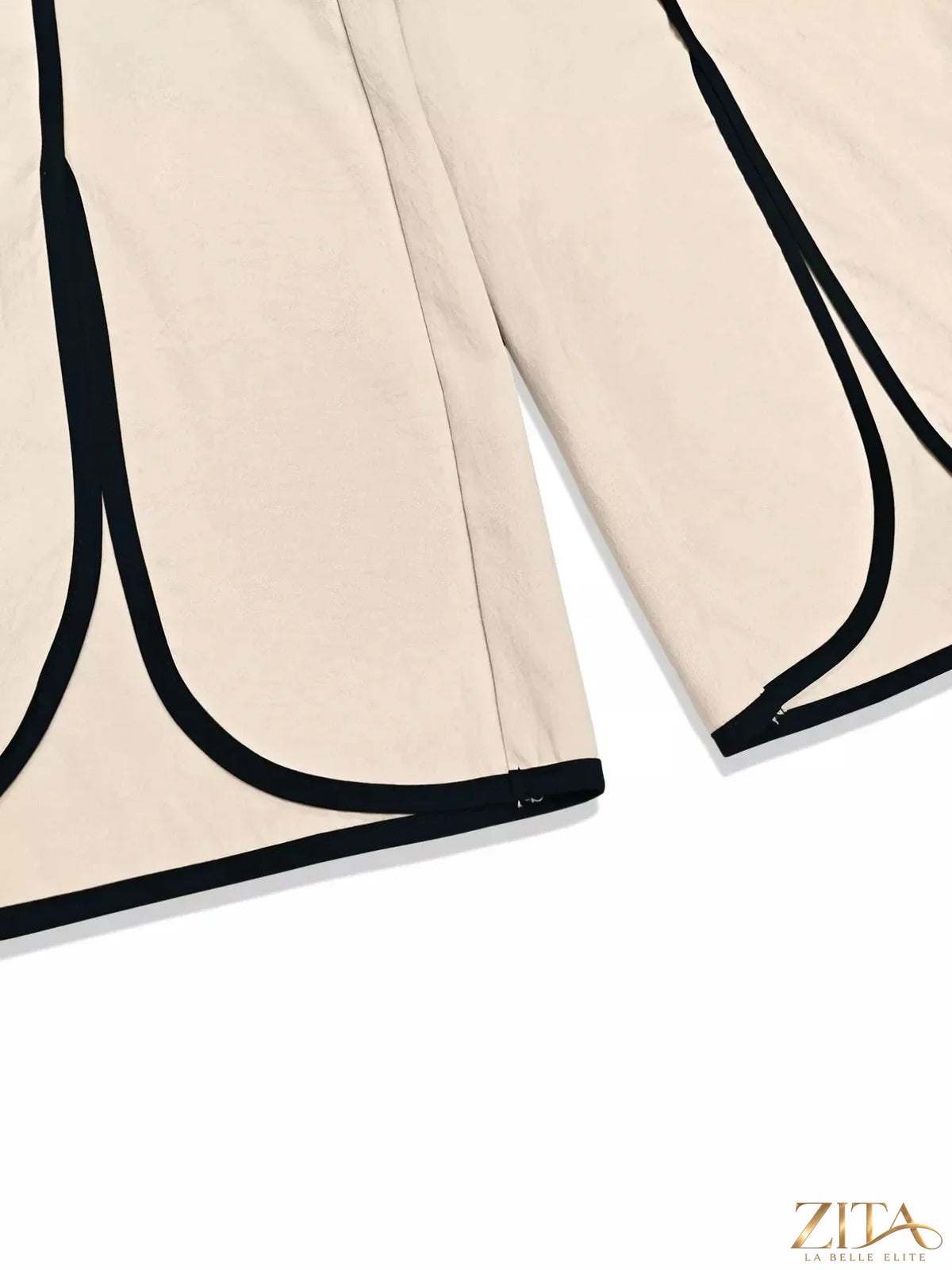 Zita La Belle Elite contrast trim top and wide-leg pants set, stylish casual outfit with black and white design, front view.