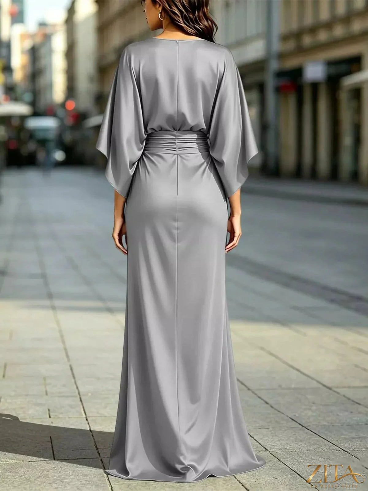 Zita La Belle Elite ruched waist maxi dress with pockets, flowing fabric, and a stylish, elegant design for casual or formal wear.