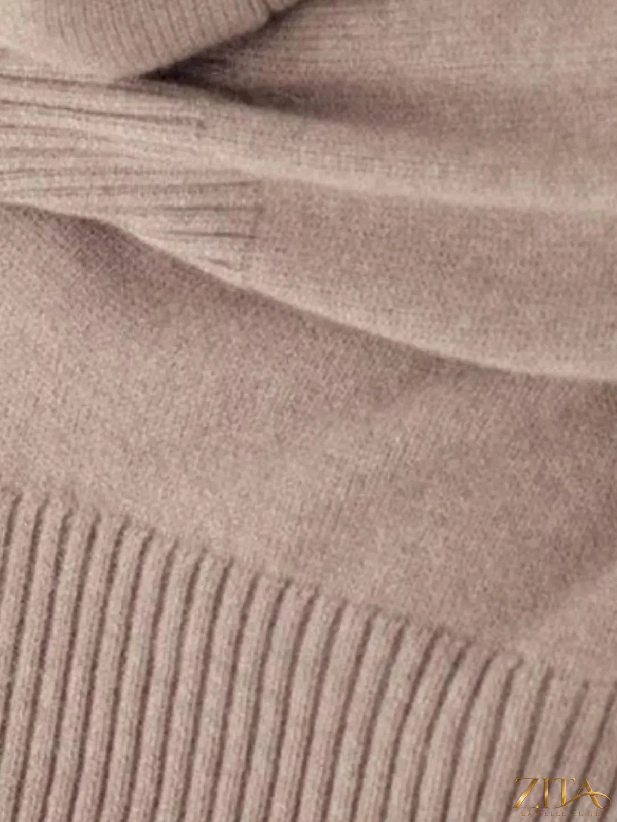 Zita La Belle Elite turtleneck dropped shoulder sweater in soft knit fabric, featuring a cozy, relaxed fit and stylish design.