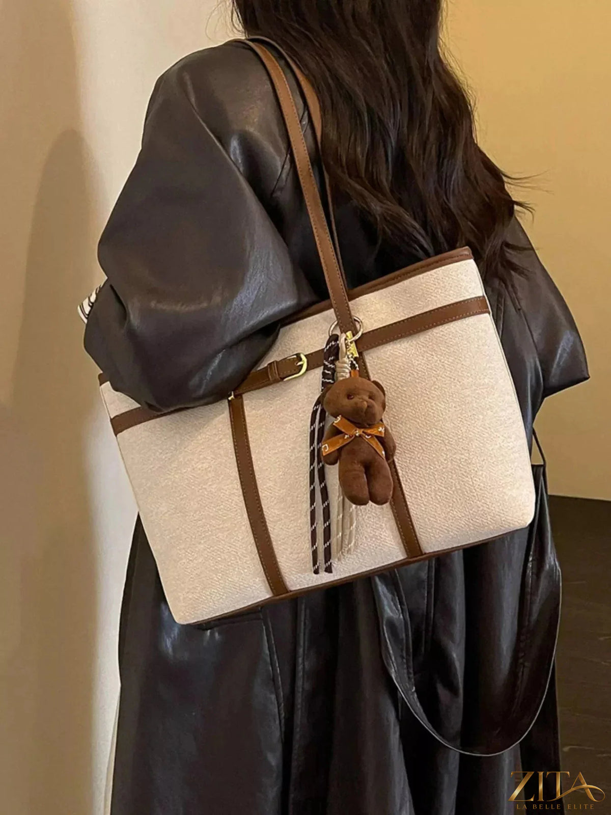 Zita La Belle Elite decorative buckle tote bag with stylish design and spacious interior, featuring a prominent buckle detail.