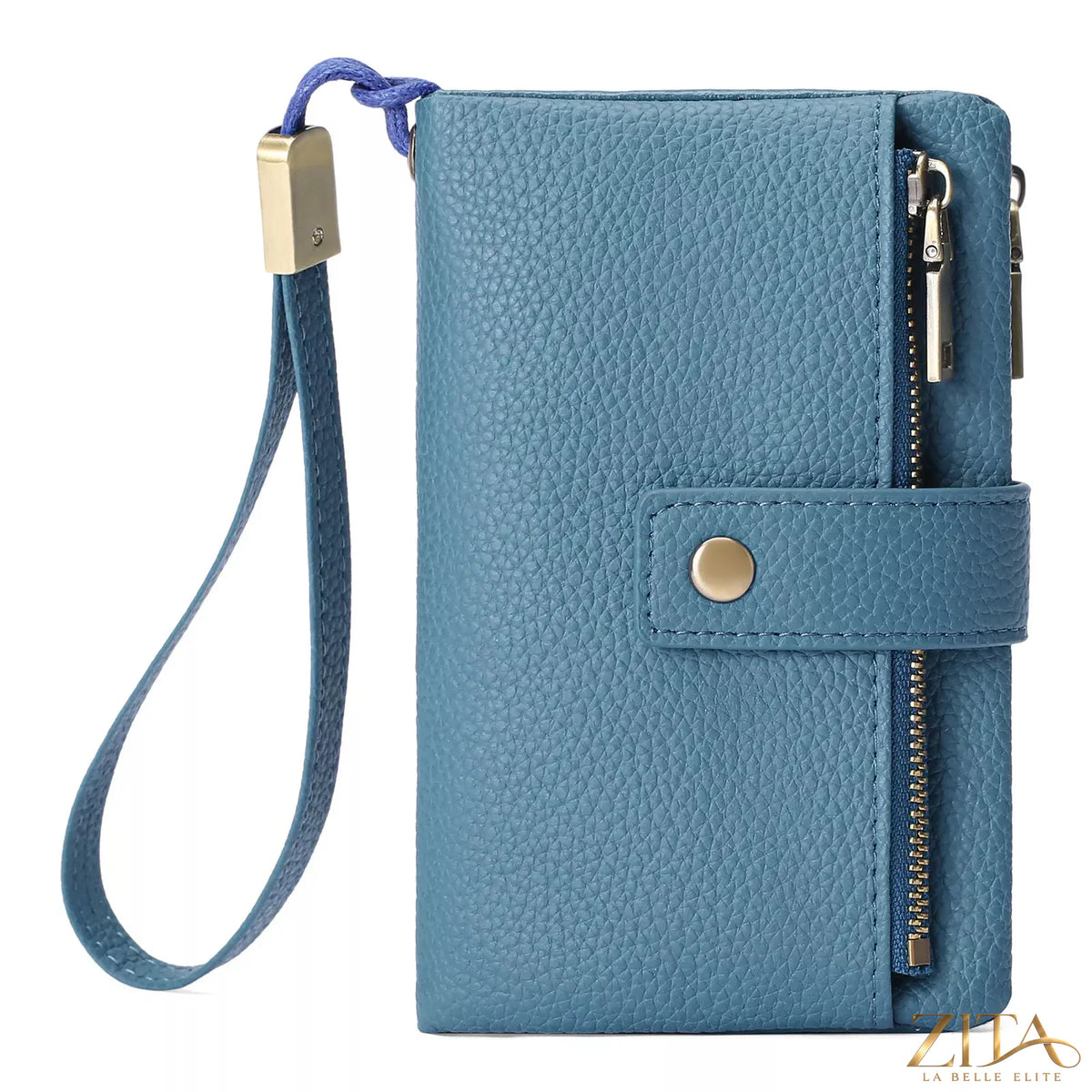 Solid color leather wallet by Trendsi featuring multiple card slots and a sleek, minimalist design for everyday use.