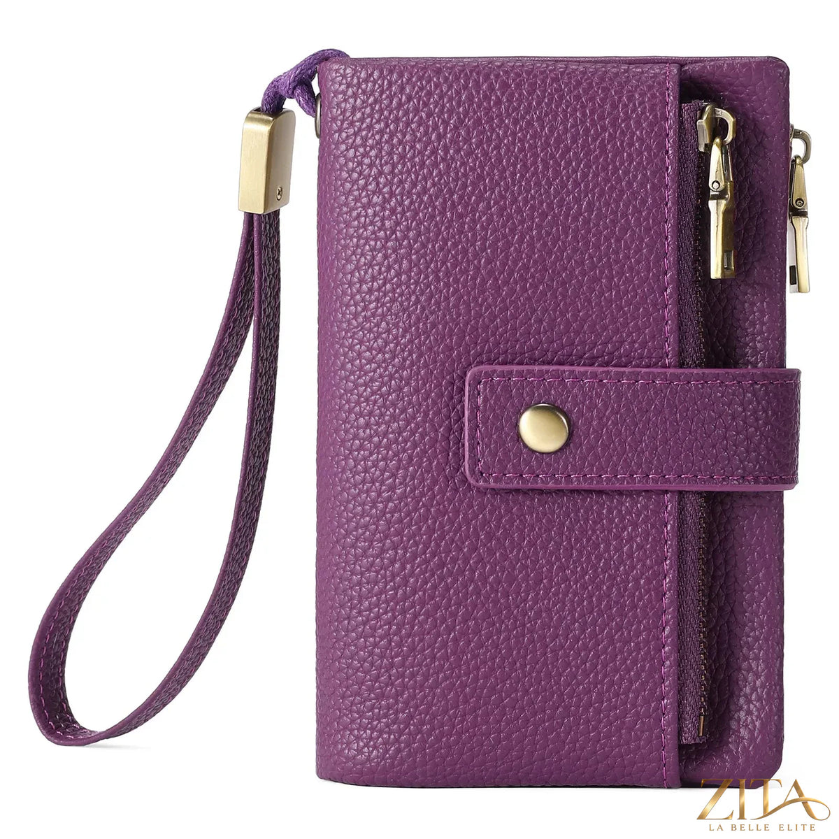 Black solid color leather wallet from Trendsi with multiple card slots and a sleek, minimalist design.