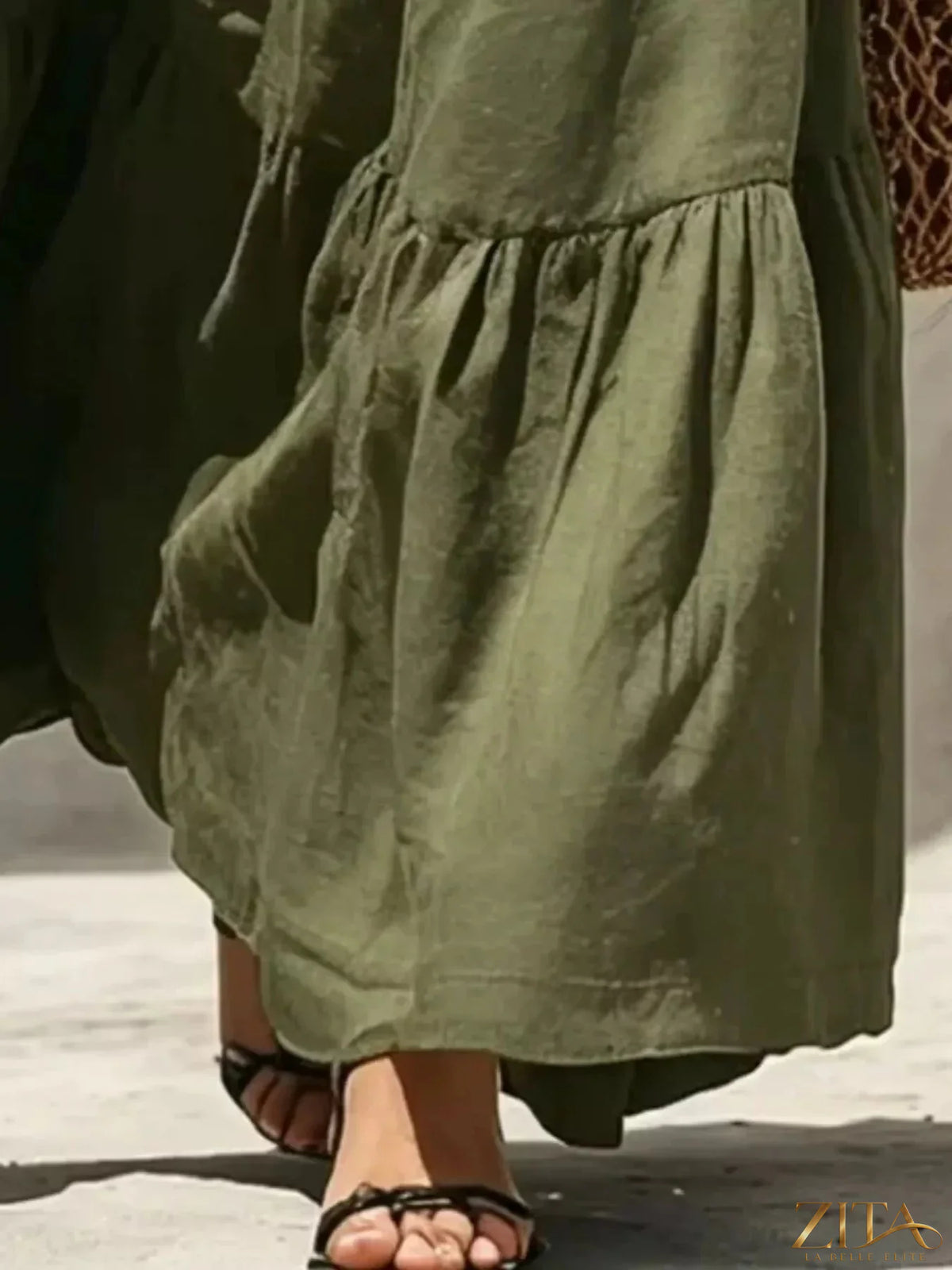 Zita La Belle Elite sleeveless tiered maxi dress with flowing fabric and layered design, perfect for summer or special occasions.