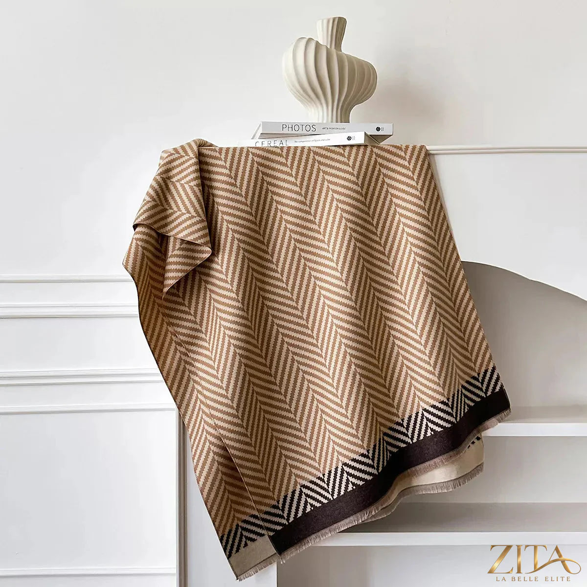 Soft raw hem scarf by Zita La Belle Elite featuring a lightweight, cozy fabric with raw-edged hem for a stylish, casual look.