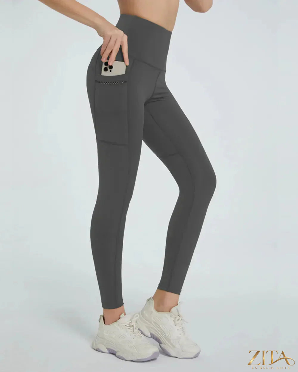 High waist active leggings by Trendsi, shown in black, featuring a snug fit and stretchy fabric for workout and casual wear.