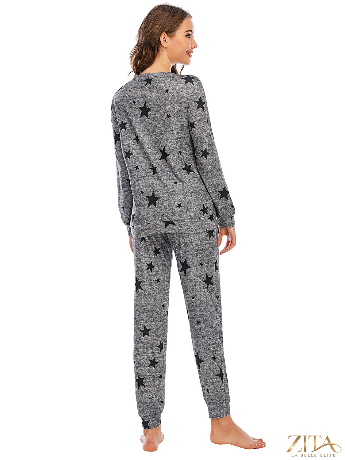Zita La Belle Elite star print lounge set with a relaxed top and matching pants, perfect for comfortable casual wear.