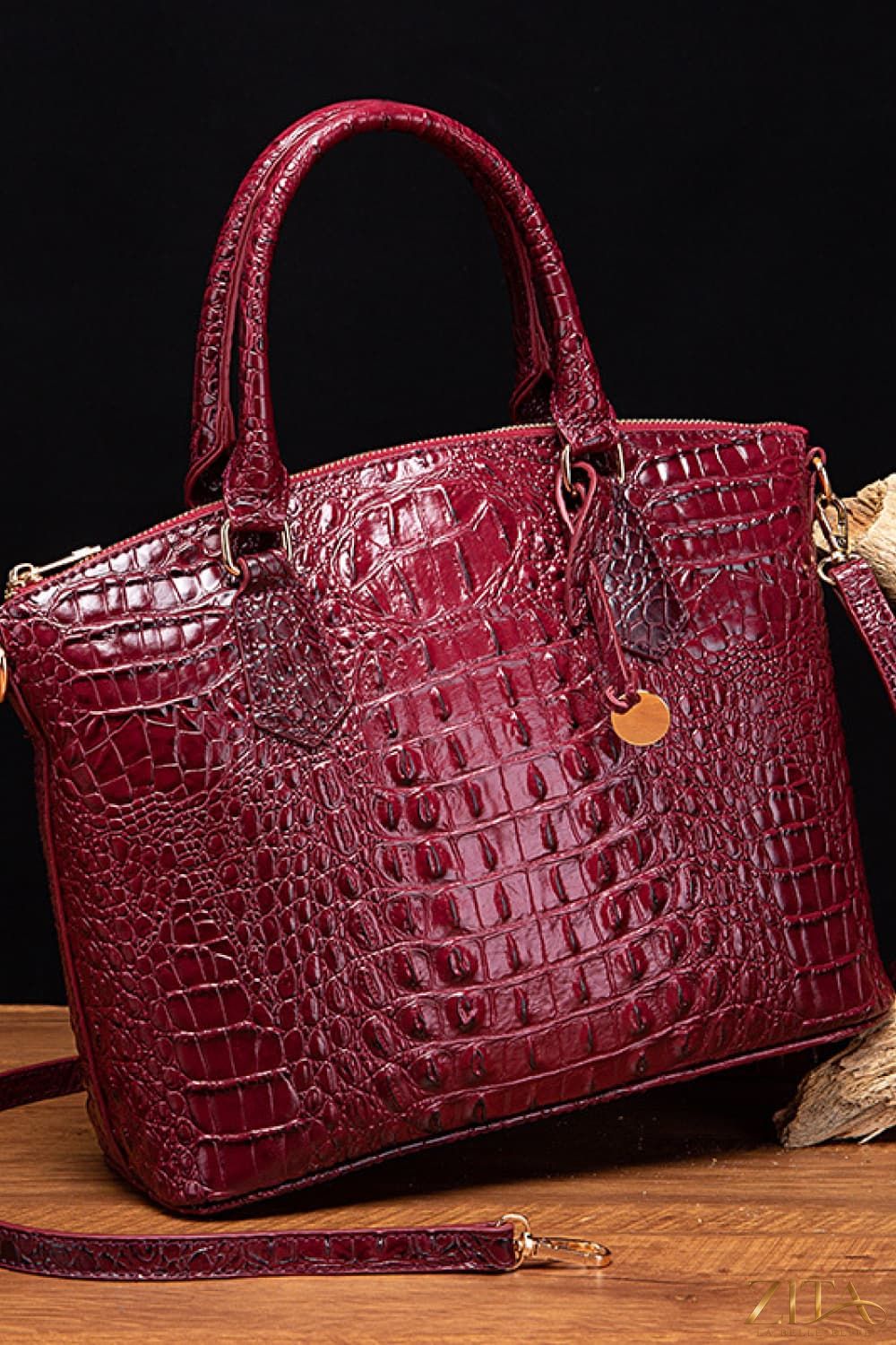 Zita La Belle Elite PU leather handbag with gold hardware, top handles, and spacious interior for everyday use.
