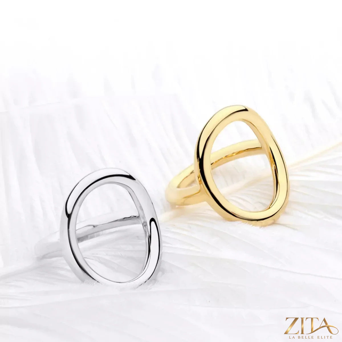 18K gold-plated copper round ring featuring a polished finish and simple design, perfect for elegant jewelry collection.