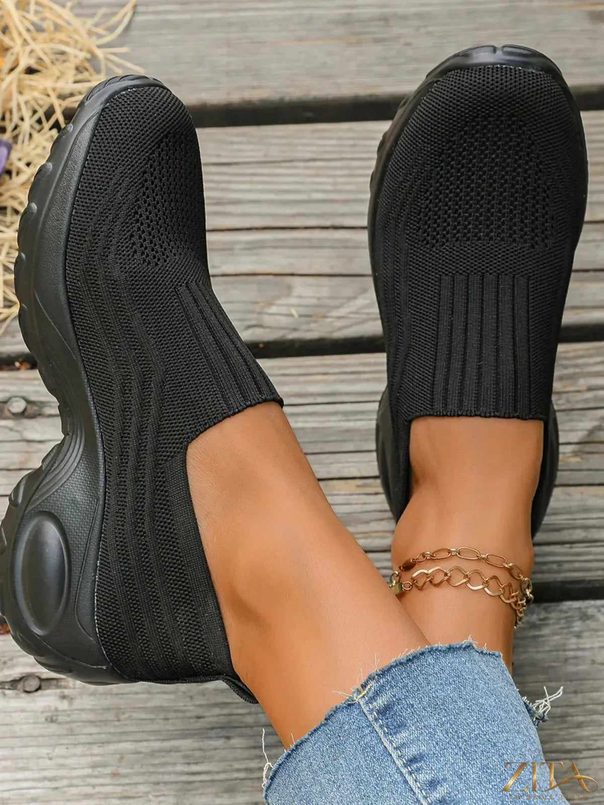 Zita La Belle Elite round toe mesh sneakers with breathable fabric, stylish design, and white sole, ideal for casual wear
