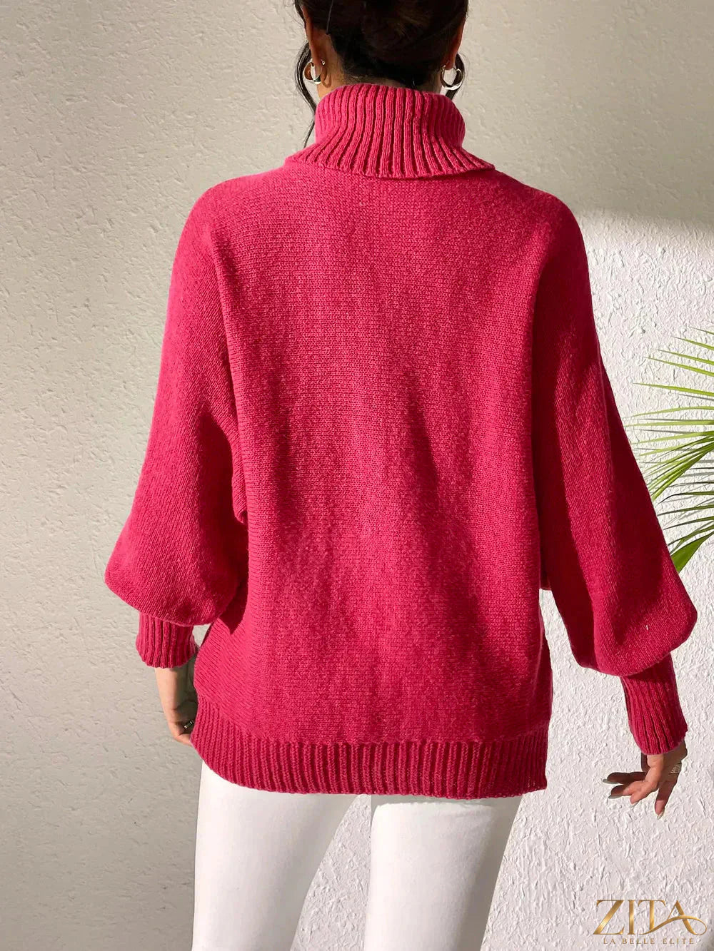 Zita La Belle Elite turtleneck long sleeve sweater in cozy knit fabric, featuring a fitted style and ribbed collar.