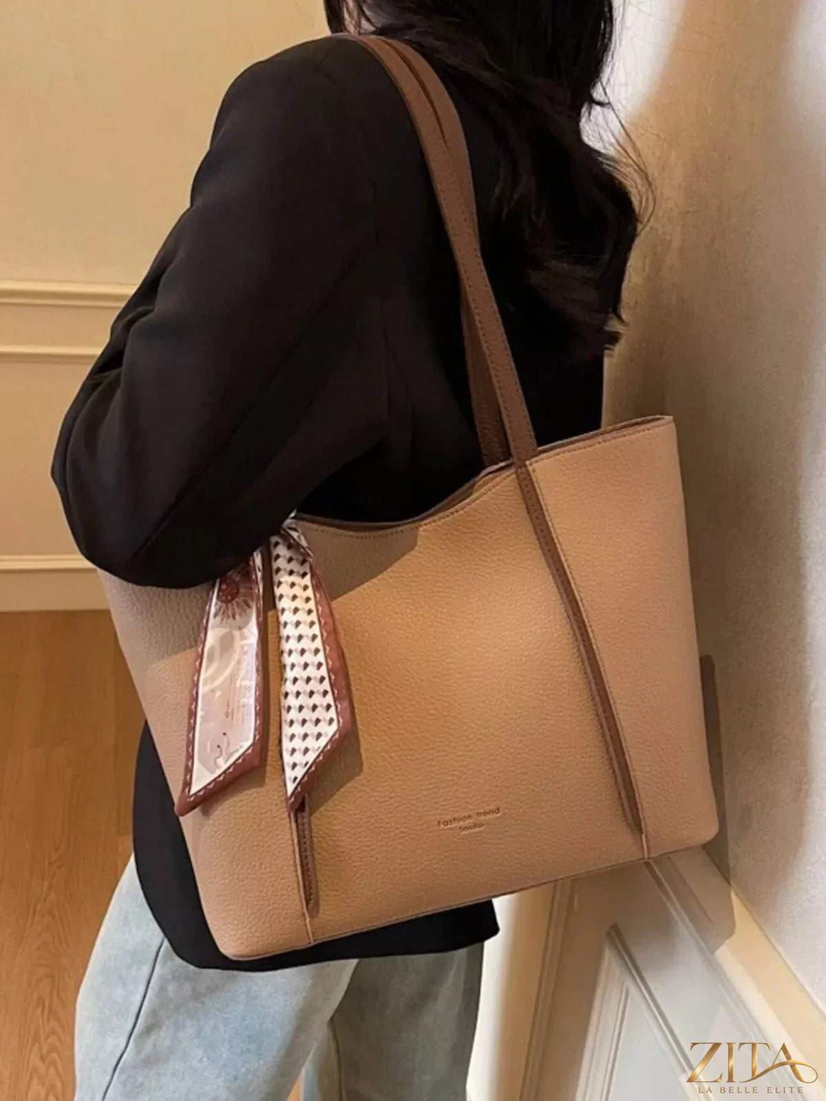 Zita La Belle Elite PU leather tote bag with dual handles and spacious interior, stylish accessory for everyday use