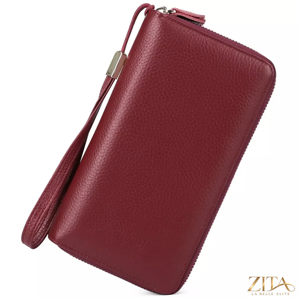 Leather wallet with double zippers from Trendsi, featuring multiple card slots and a sleek, durable design.