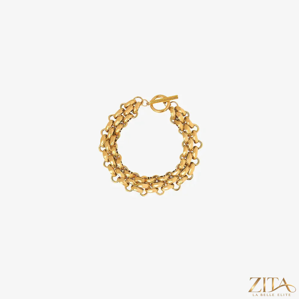 Gold-plated toggle clasp bracelet by Zita La Belle Elite with a sleek, stylish design and secure toggle closure.