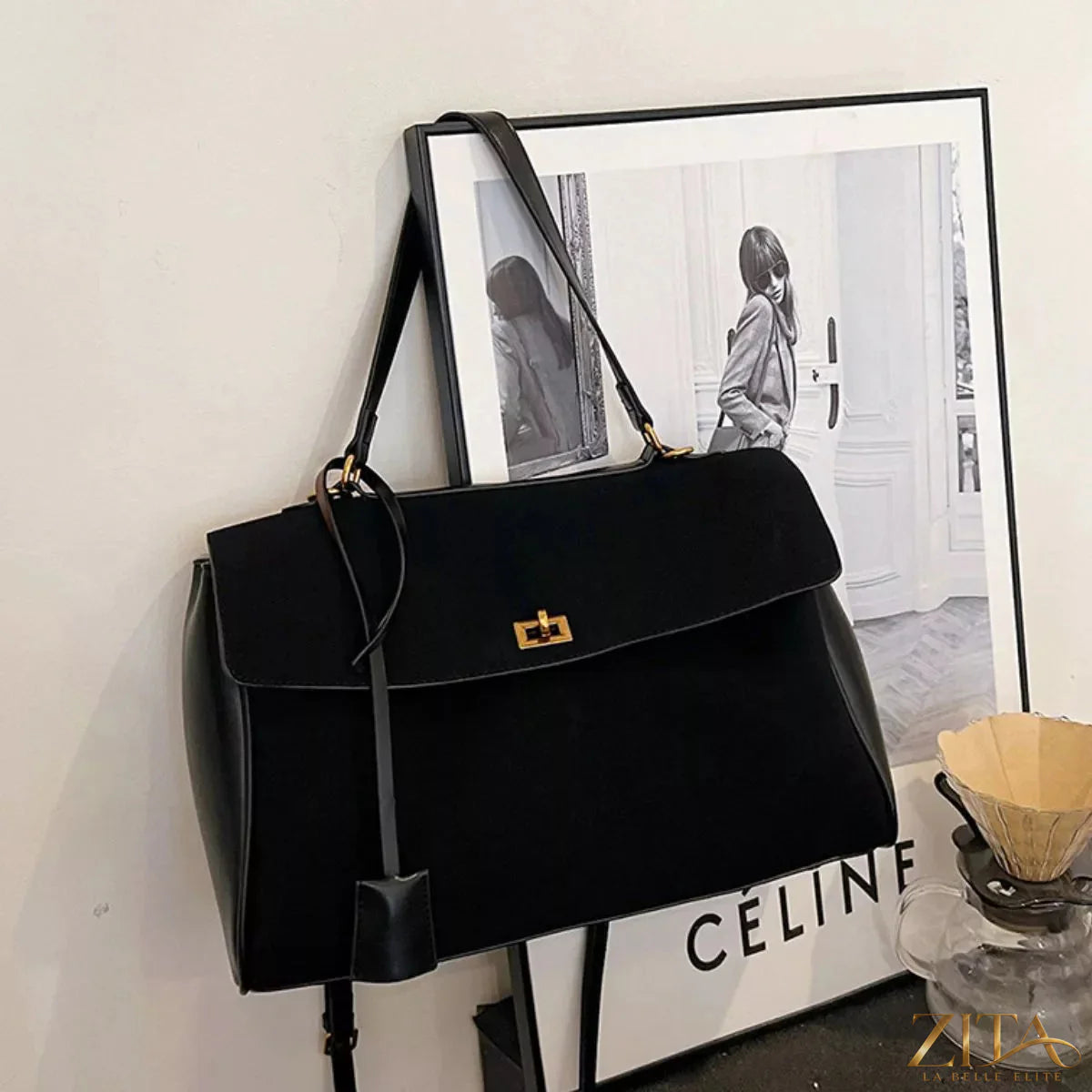 Trendsi PU leather shoulder bag with sleek design, featuring a spacious interior and adjustable strap for versatile style.