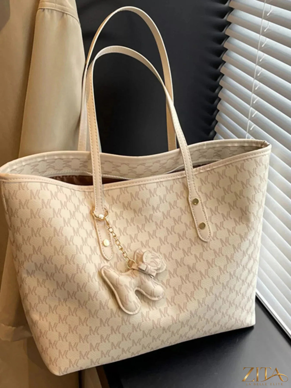 Zita La Belle Elite patterned large capacity tote shoulder bag with colorful geometric design and sturdy handles.