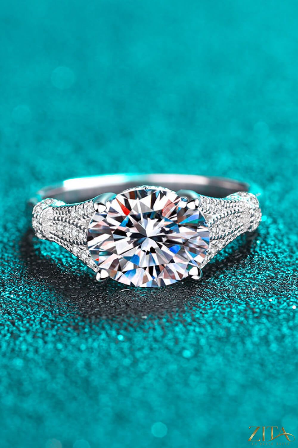 Unpredictable Day 3 Carat Moissanite ring by Trendsi featuring a sparkling round-cut moissanite gemstone set in a sleek band.