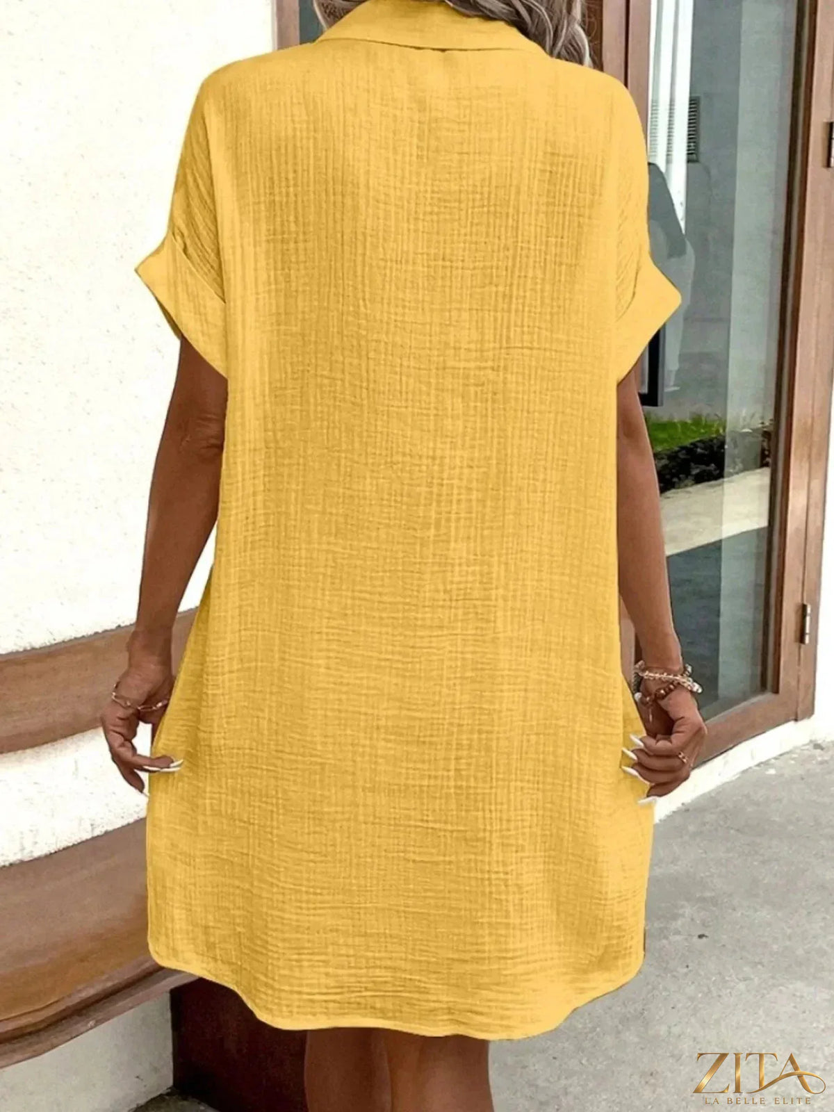 Zita La Belle Elite casual button-down shirt dress with pockets, lightweight and stylish for everyday wear.