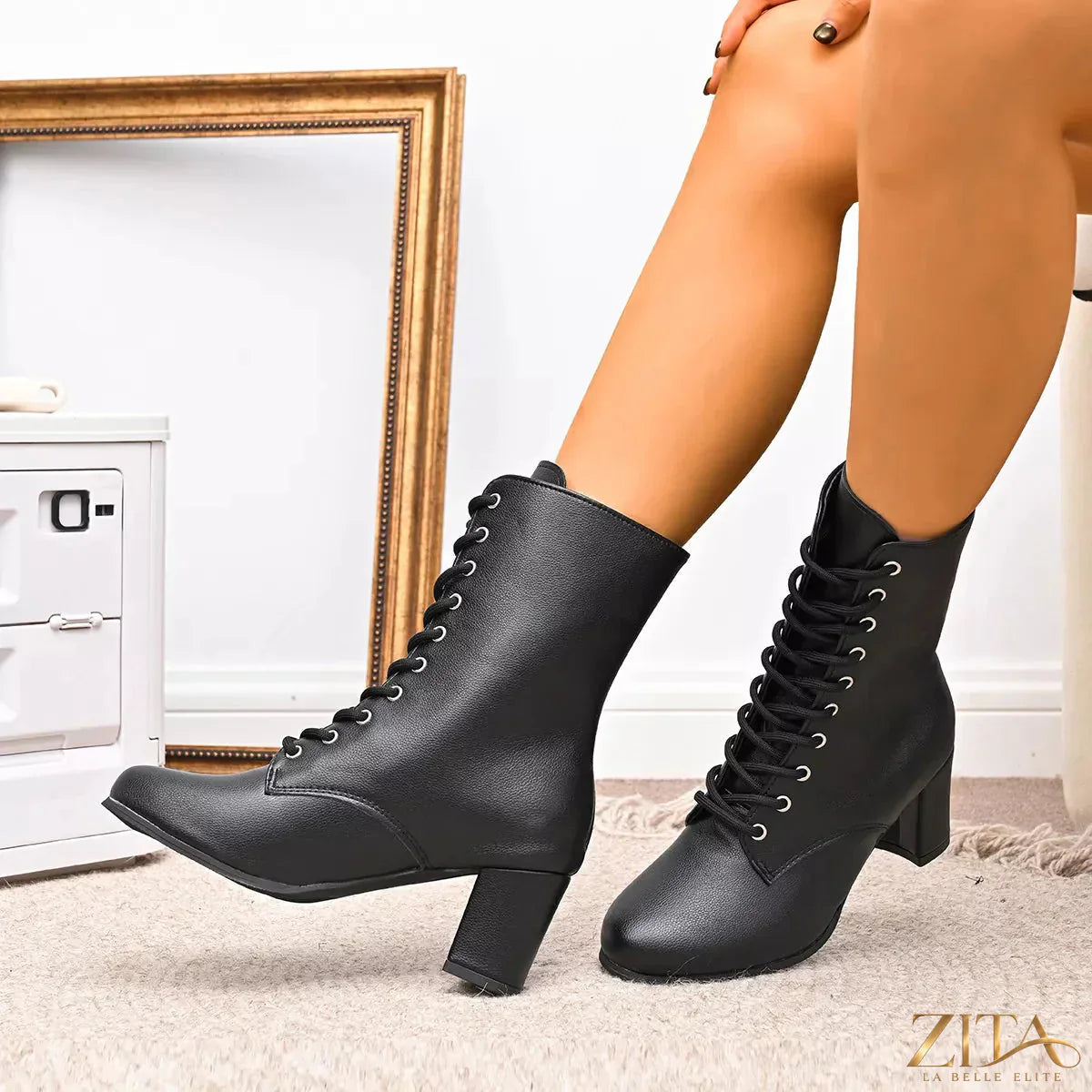 Zita La Belle Elite round toe block heel boots featuring sleek design and sturdy heel, perfect for stylish everyday wear.