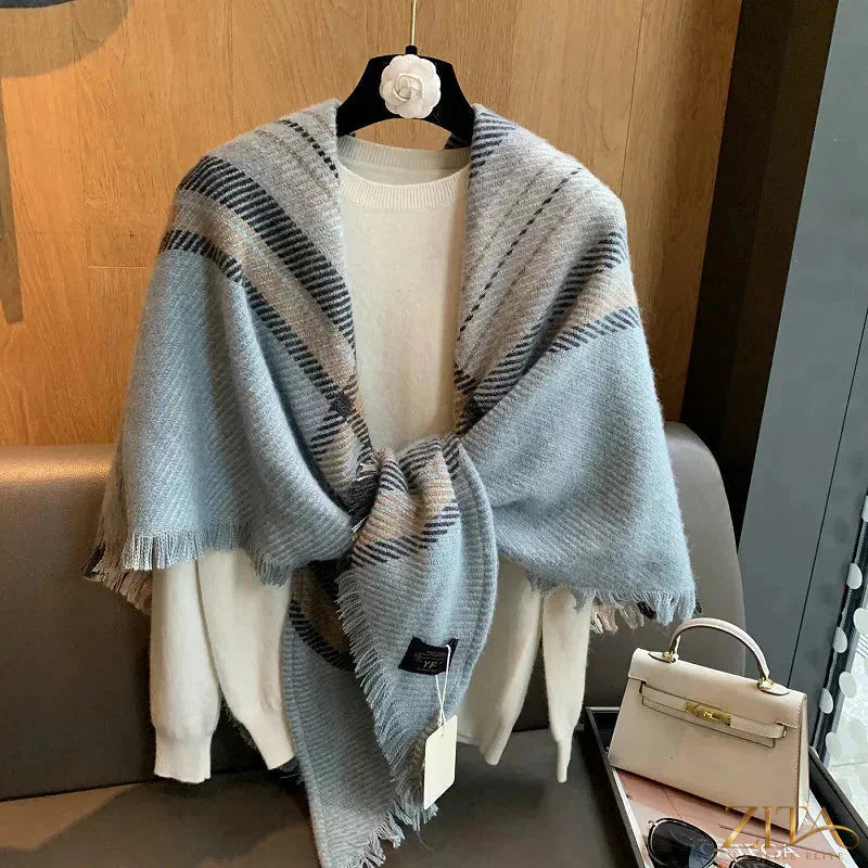 Raw hem plaid scarf from Trendsi featuring a soft, cozy fabric with a classic plaid pattern and frayed edges.