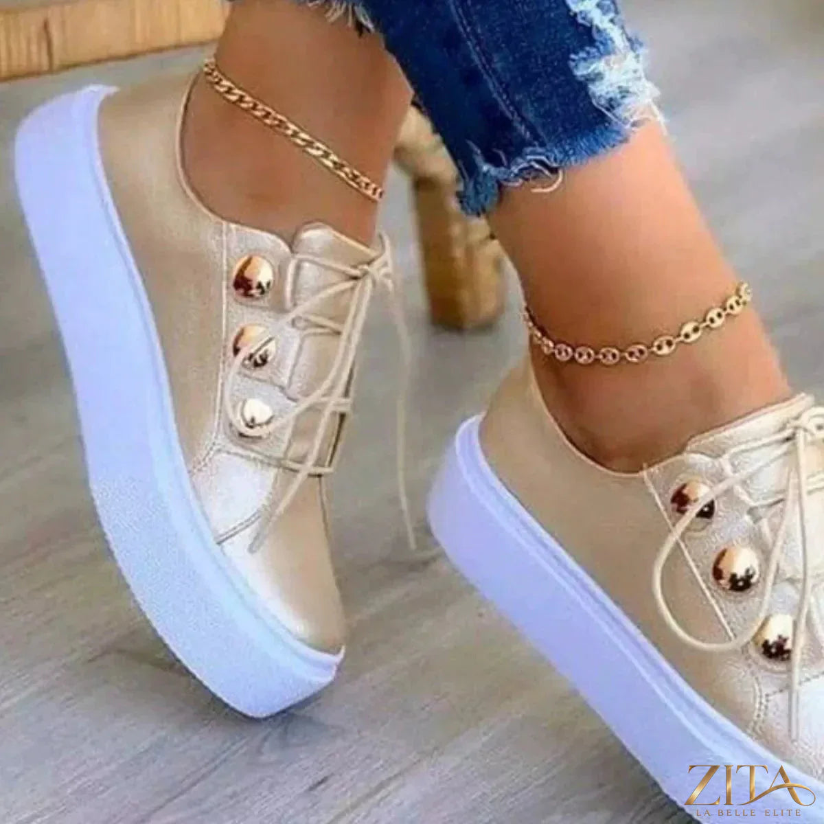 Zita La Belle Elite round toe platform sneakers with chunky soles and stylish design, perfect for casual streetwear.
