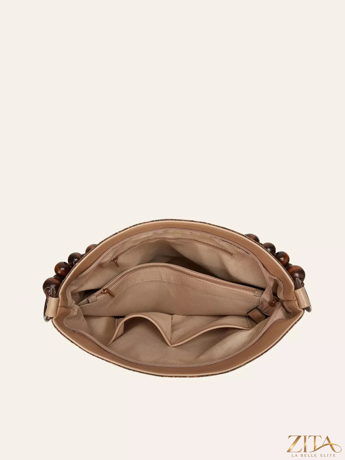 Zita La Belle Elite bohemian hobo handbag with geometric pattern and leather strap, stylish accessory for casual and boho outfits.