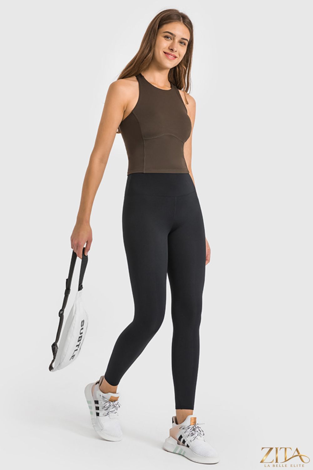 Zita La Belle Elite Millennia high waist ankle-length yoga leggings in black, showcasing a snug fit and comfortable stretch.