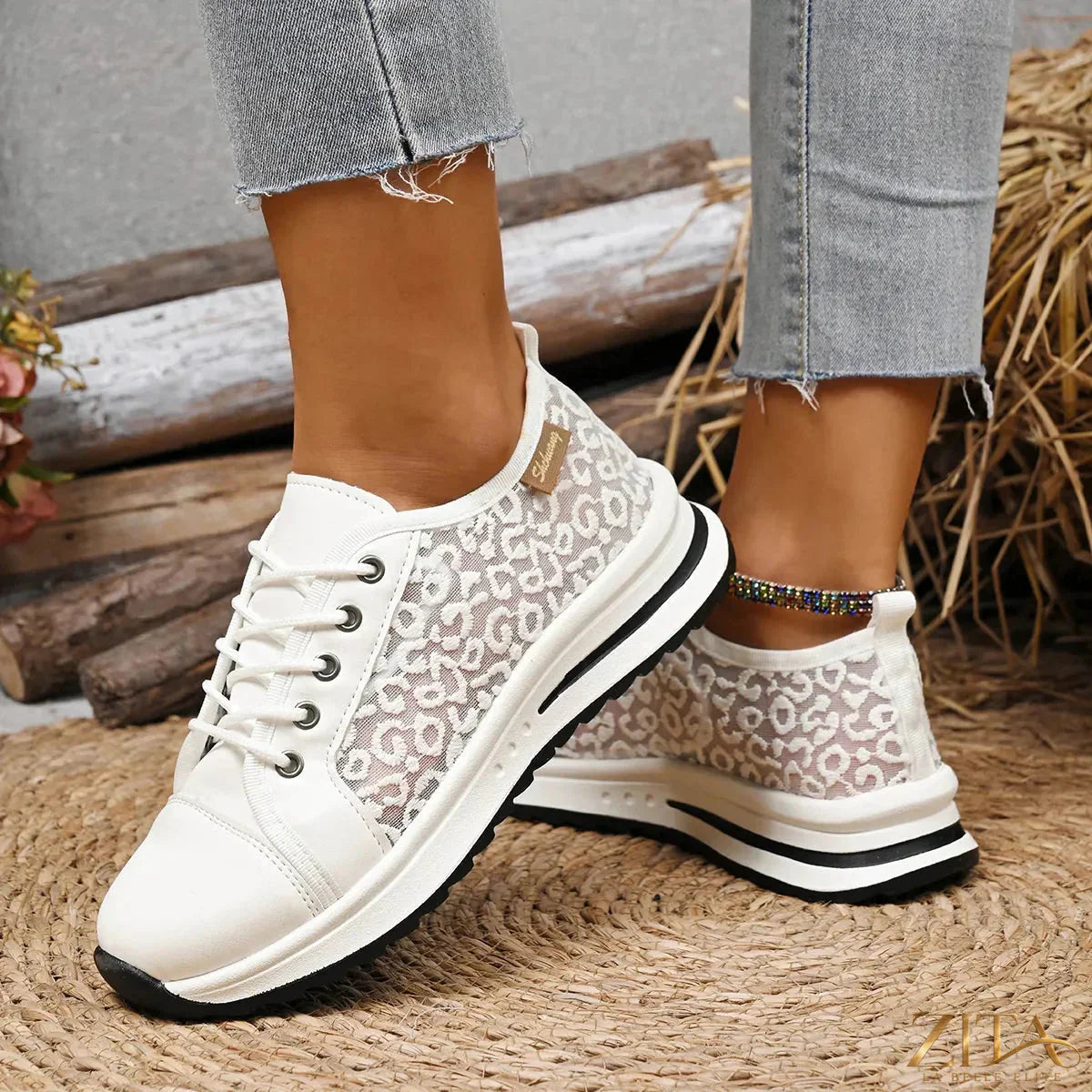Zita La Belle Elite lace-up platform sneakers with chunky soles and stylish design, shown from the front angle.