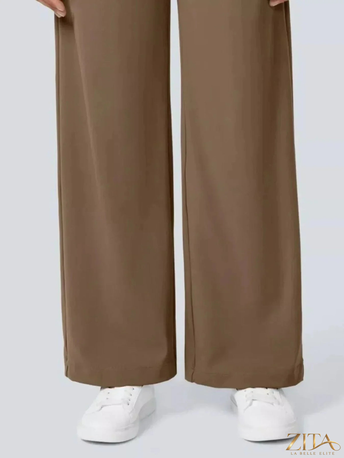 Zita La Belle Elite wide leg pants in soft fabric, showcasing a relaxed fit with high waist and flowing silhouette.