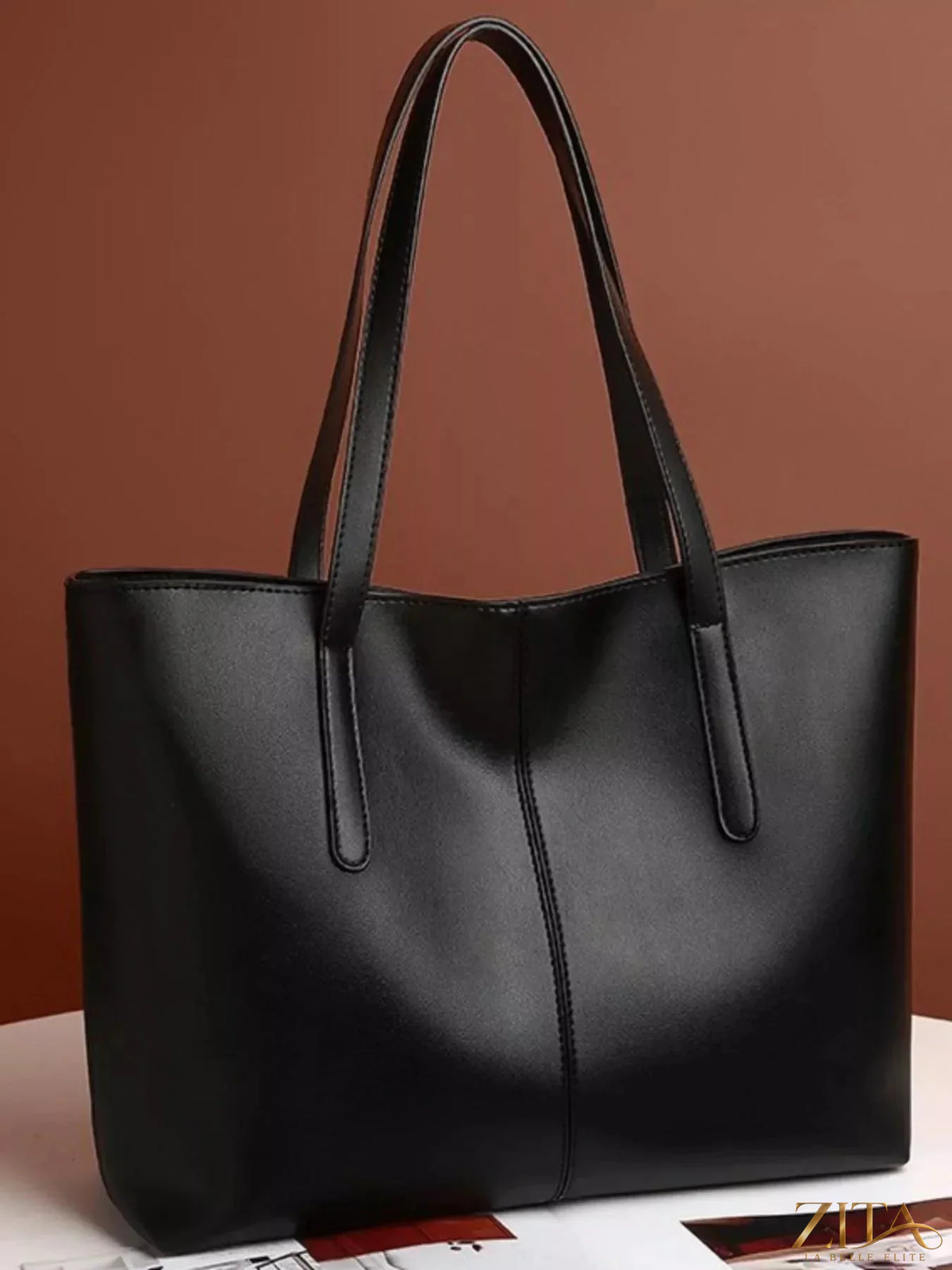 Zita La Belle Elite PU leather tote bag with dual handles and spacious interior, stylish accessory for everyday use