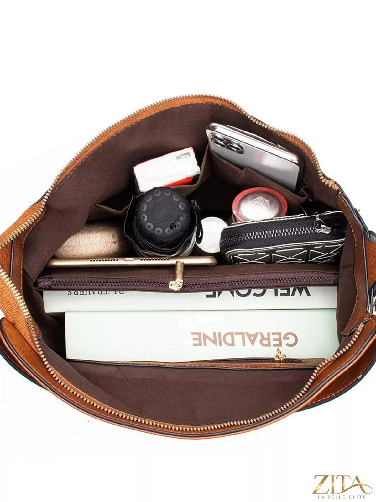 Zita La Belle Elite classic PU leather tote bag with sturdy handles and spacious interior for everyday use.