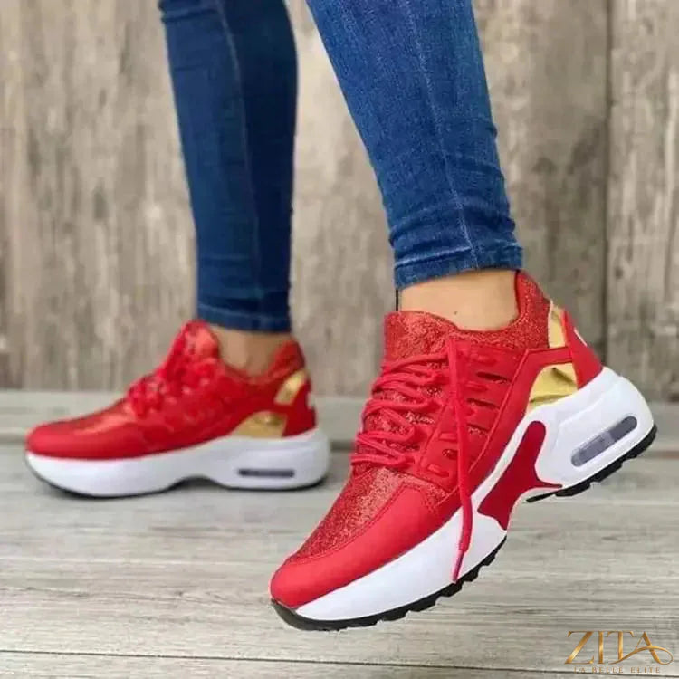 Zita La Belle Elite lace-up round toe sneakers with white soles and stylish design, perfect for casual and athletic wear.