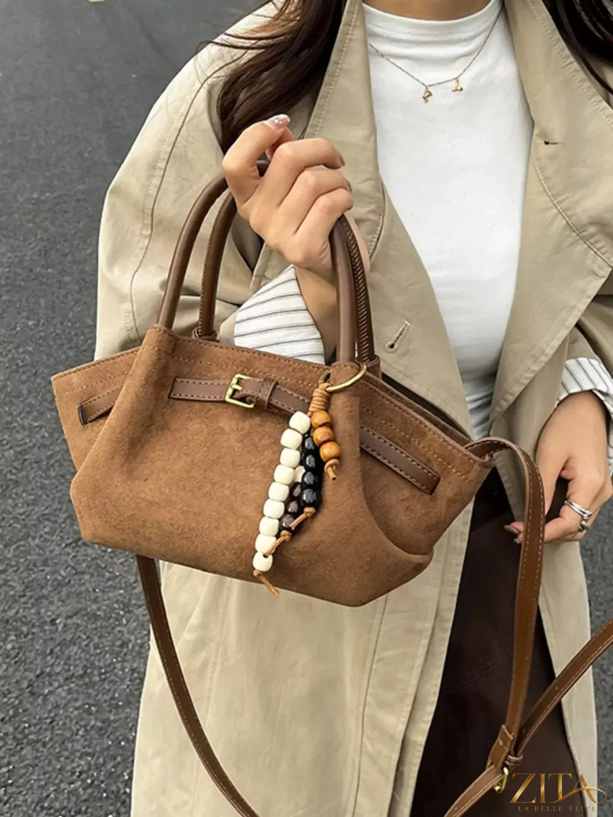 Zita La Belle Elite Buckle Decor Tote Bag with stylish buckle accents and spacious interior for everyday use
