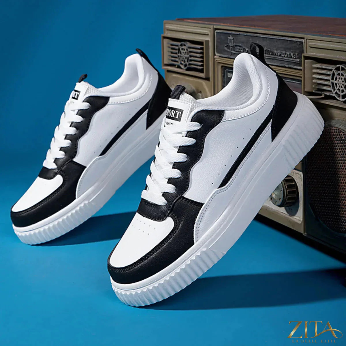 Zita La Belle Elite lace-up contrast platform sneakers with chunky sole and stylish design, shown from a front view.