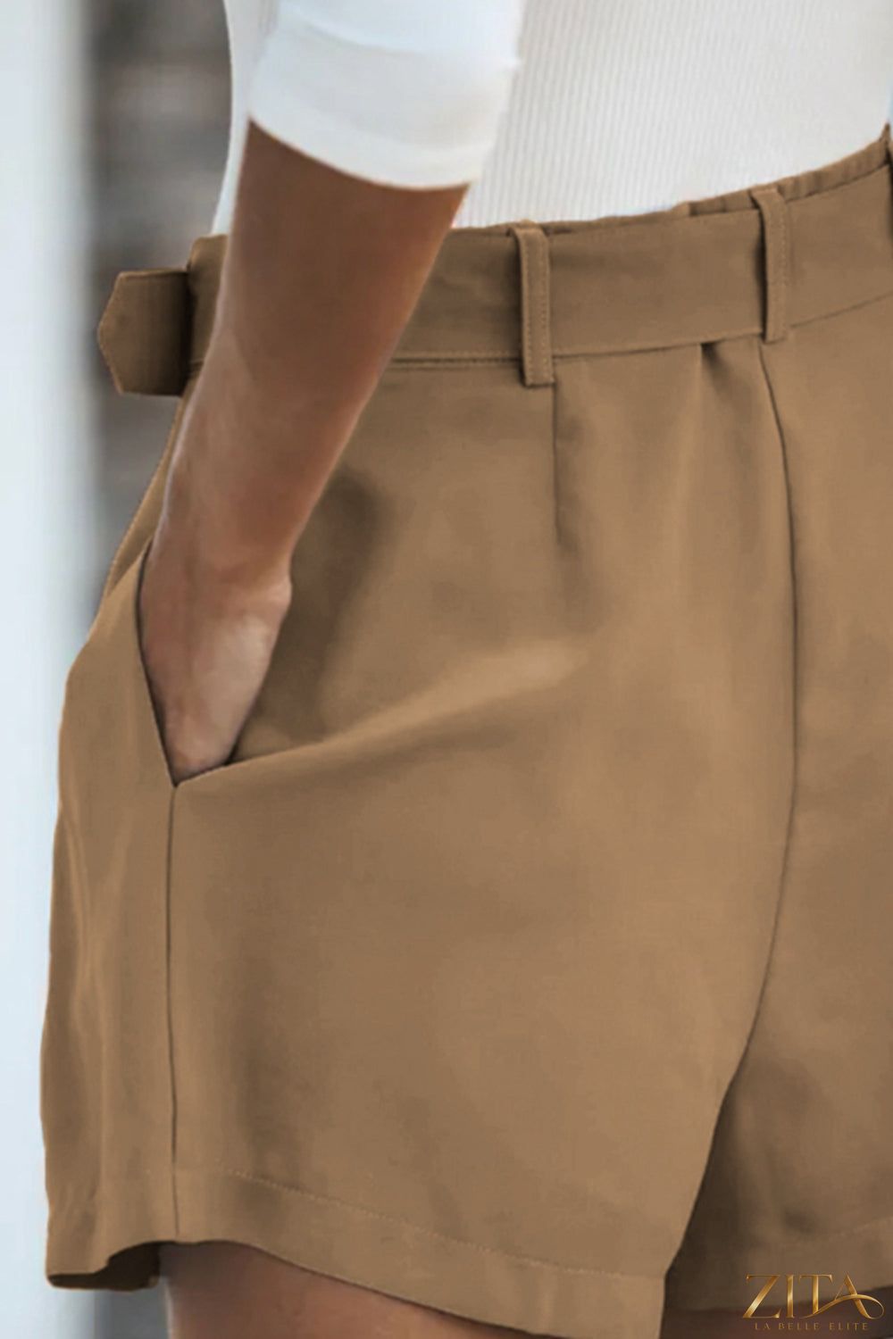 Zita La Belle Elite longline blazer and shorts set with pockets, stylish and tailored for a chic summer look.
