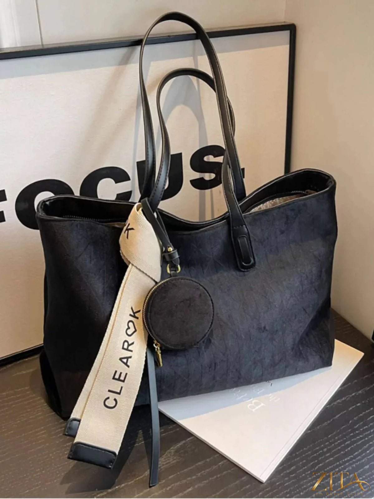 Large capacity tote bag with matching coin purse by Zita La Belle Elite, featuring sturdy handles and spacious interior.