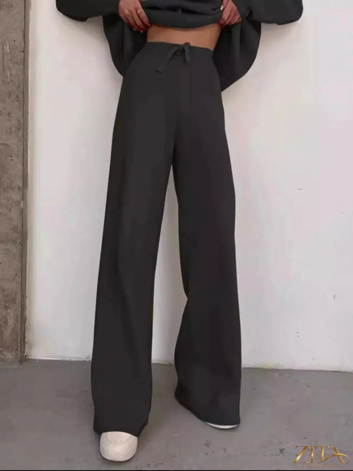 Plus size Trendsi full size turtleneck long sleeve top and pants sweater set, cozy knit in neutral colors.