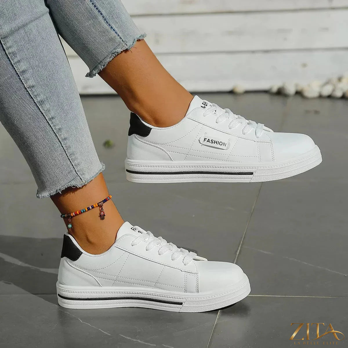 Zita La Belle Elite lace-up casual sneakers with white soles and stylish design, perfect for everyday wear.