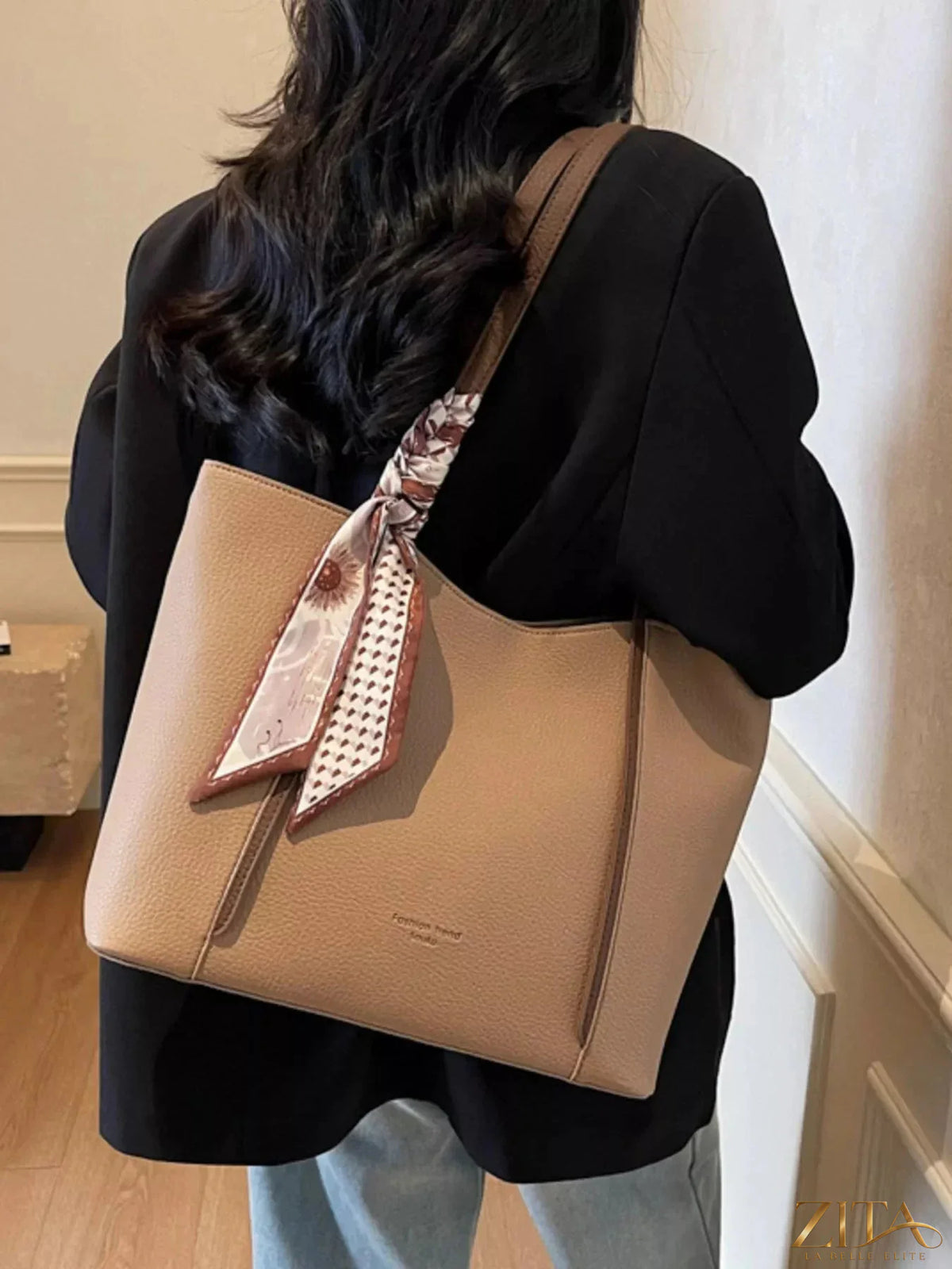Zita La Belle Elite PU leather tote bag with double handles and spacious interior, stylish and durable for daily use.
