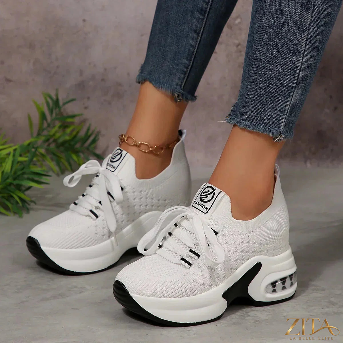 Zita La Belle Elite lace-up platform sneakers with chunky soles and stylish design, perfect for casual and trendy outfits.