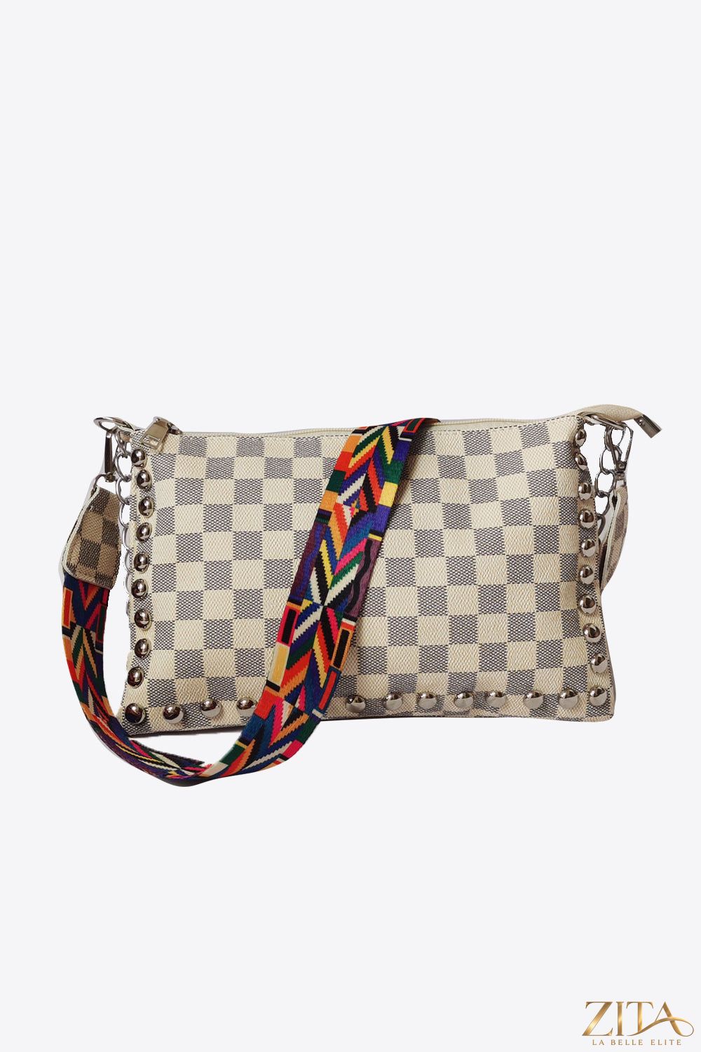 Zita La Belle Elite Adored PU leather shoulder bag with studded accents, stylish and compact for everyday use.