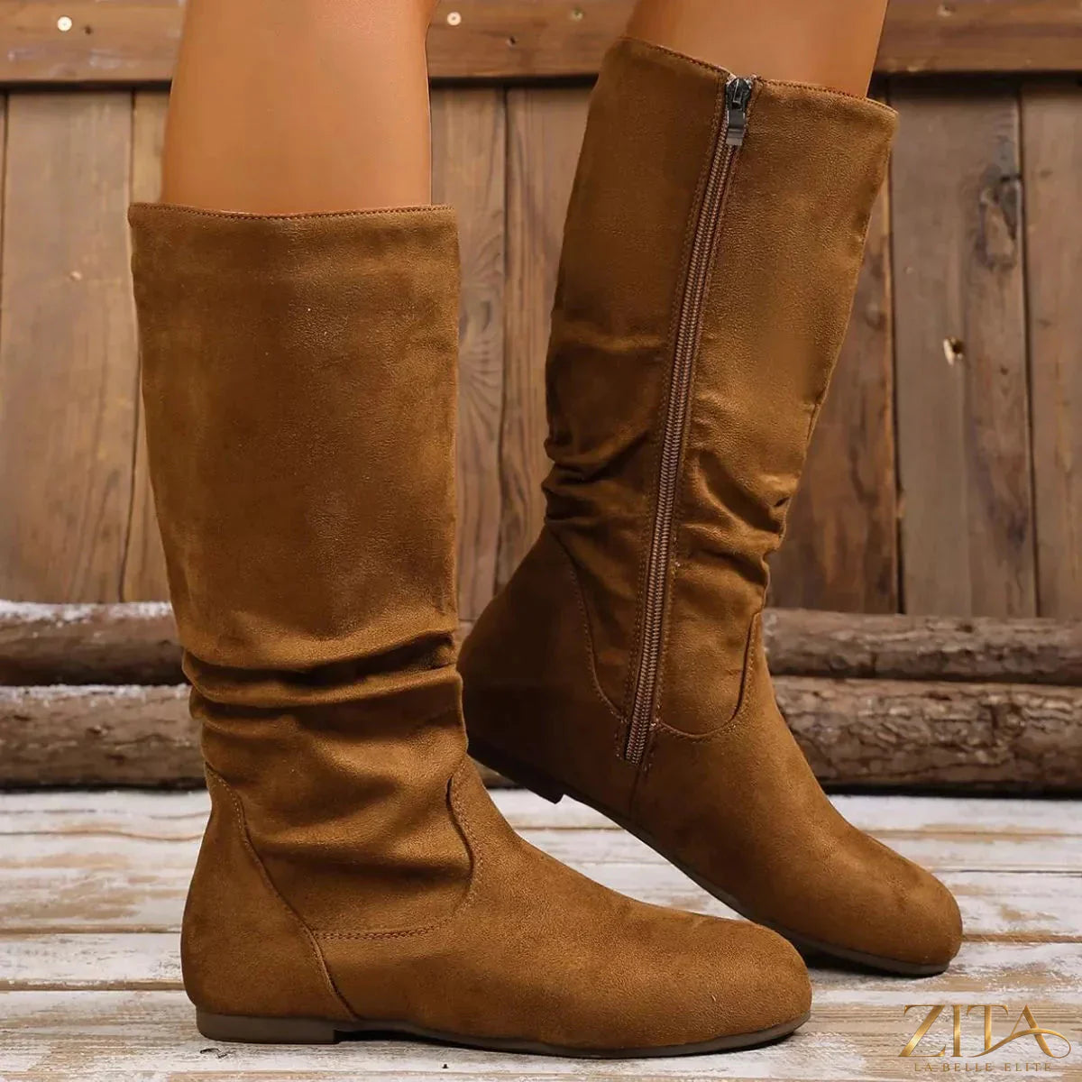 Zita La Belle Elite round toe side zip boots with sleek design and low heel, perfect for stylish everyday wear.