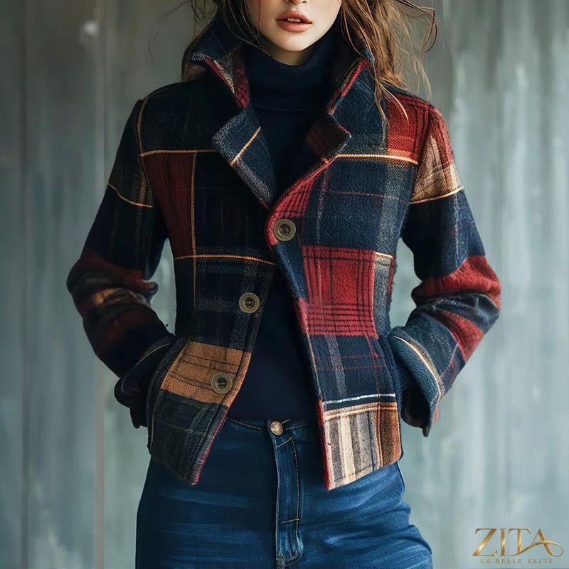 Vintage Zita La Belle Elite tailored blazer with stand collar, single-breasted design, and classic jacket style.
