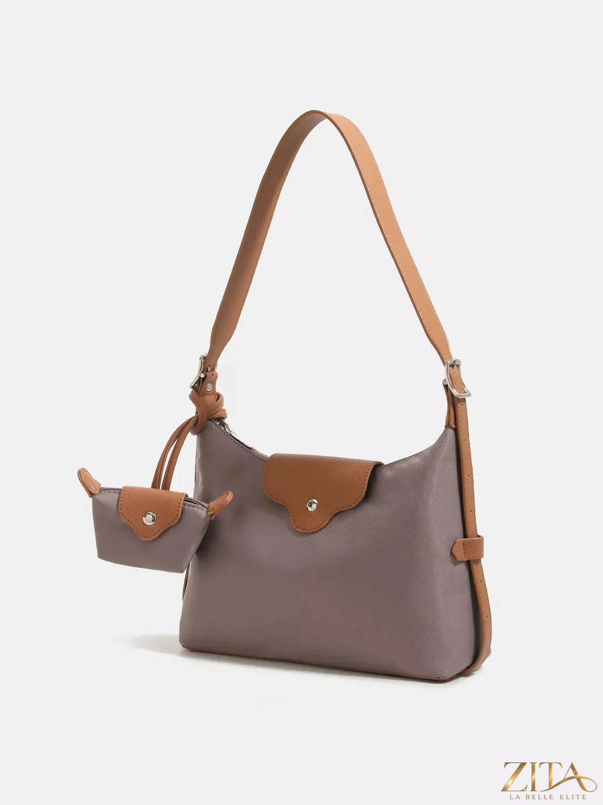 Zita La Belle Elite nylon hobo shoulder bag with coin purse, black, soft fabric, stylish and functional accessory for everyday use.