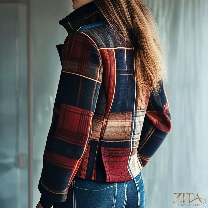 Vintage Zita La Belle Elite blazer with stand collar, single-breasted tailored jacket in classic design.