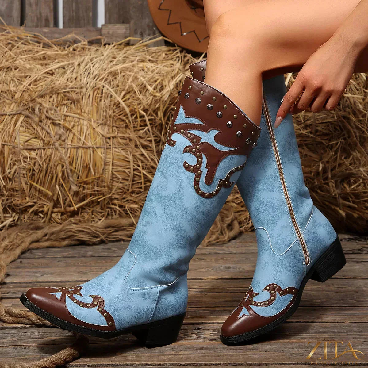 Zita La Belle Elite point toe block heel boots with sleek design and stylish silhouette, displayed on a neutral background.