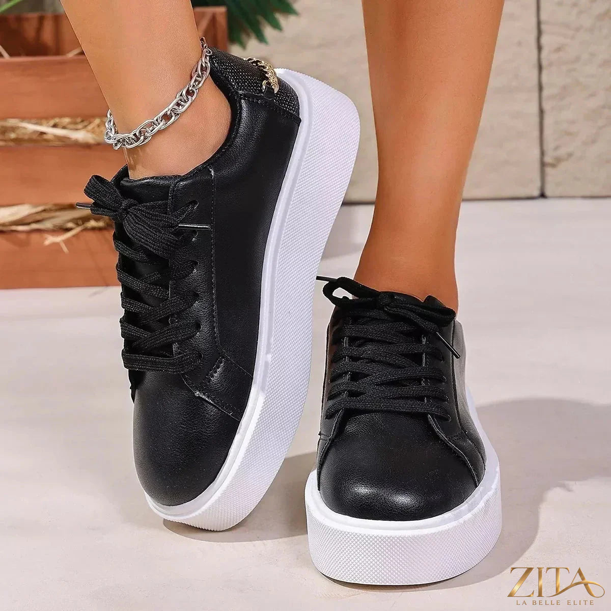 Zita La Belle Elite round toe platform sneakers with thick soles and stylish design, perfect for casual and trendy looks.