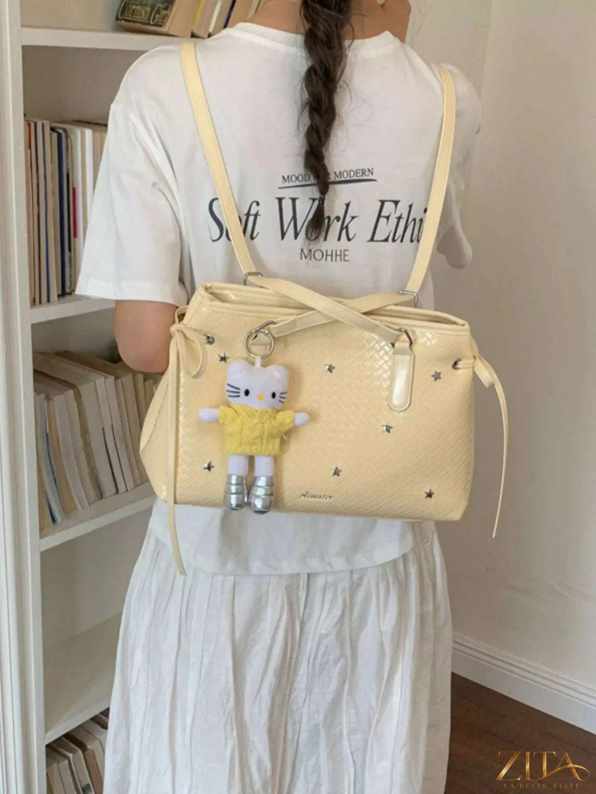 Zita La Belle Elite PU leather convertible tote bag with dual handles and spacious interior, stylish and versatile accessory.