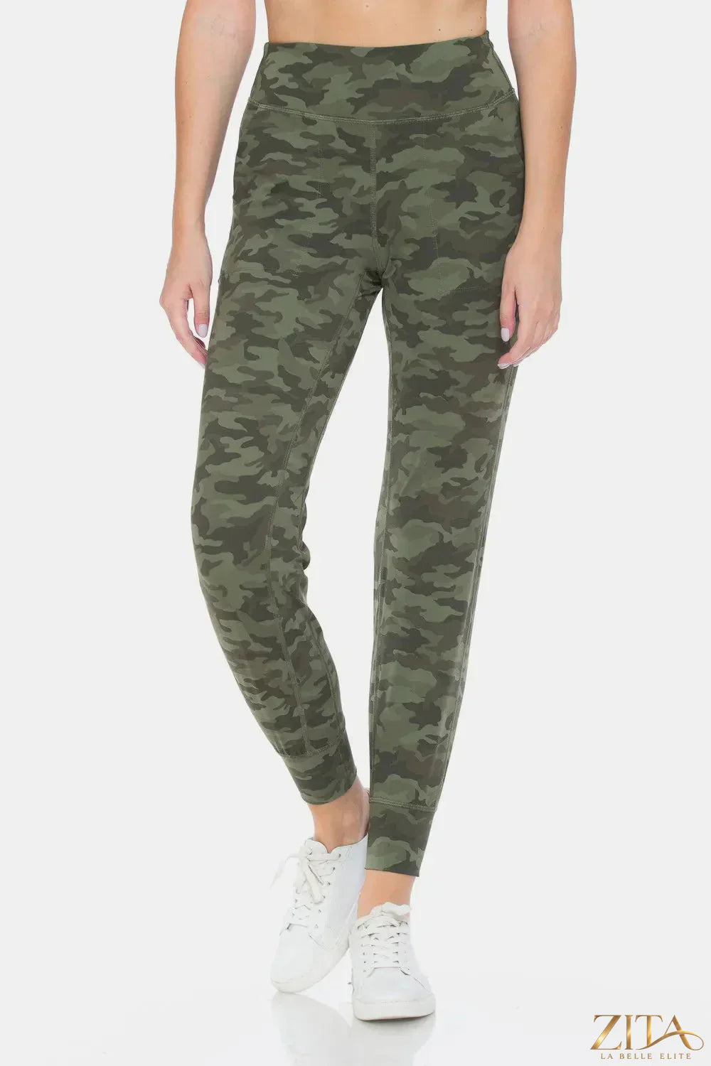 Trendsi camouflage high waist leggings by Leggings Depot featuring a stretchy, fitted design with a stylish camo print.
