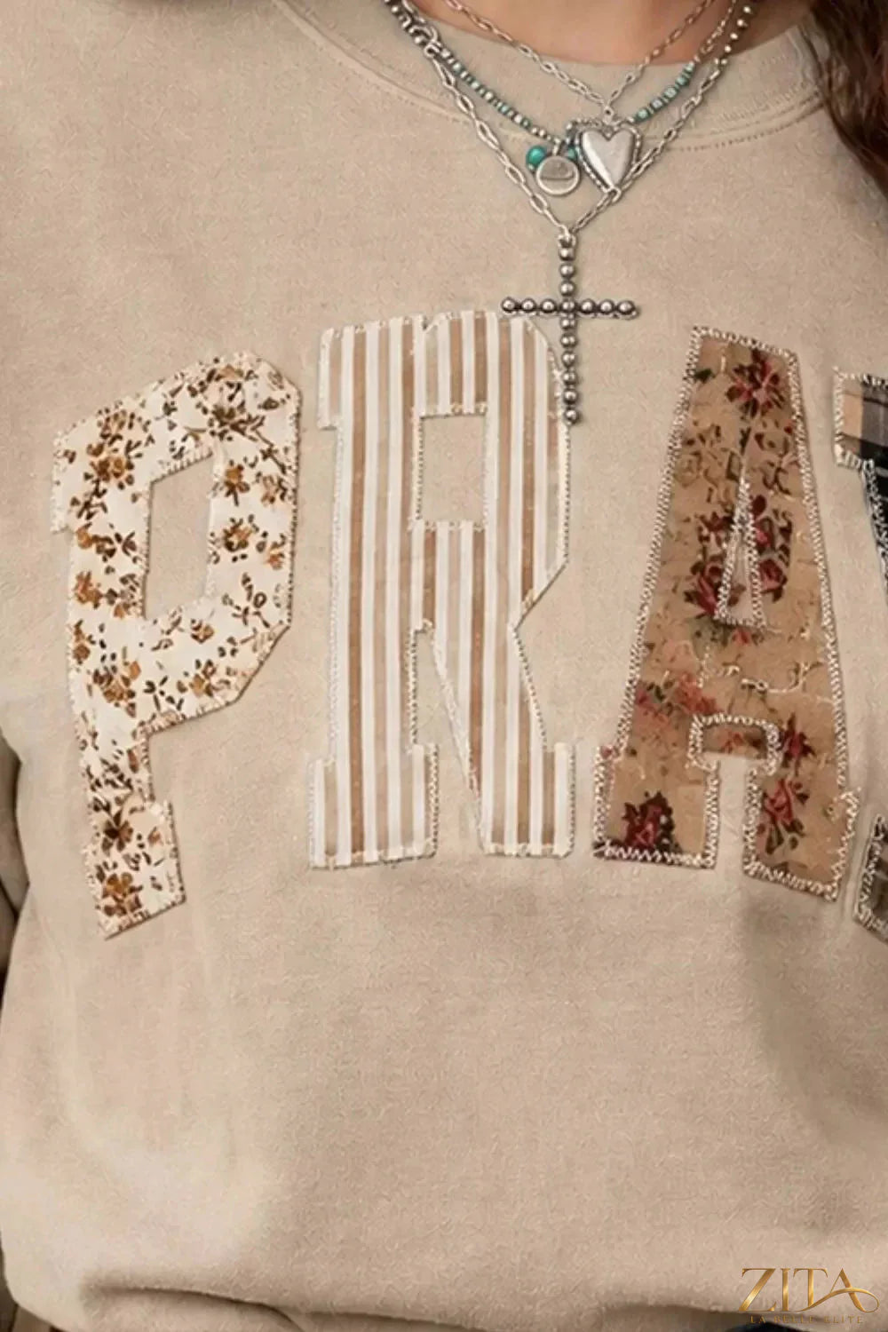 Floral plaid embroidered Western sweatshirt by Zita La Belle Elite featuring colorful floral and plaid design on soft fabric.